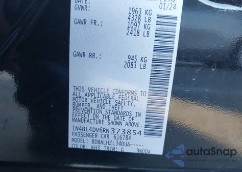 2024 Nissan Altima Sv Fwd from USA, damaged, VIN 1N4BL4DV6RN373854